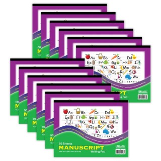 BAZIC Products® Manuscript Writing Pad, 10.5" x 8", 50 Sheets, Pack of 12
