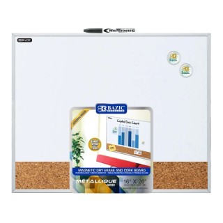 BAZIC Products® Aluminum Framed Magnetic Dry Erase/Cork Combo Board, 16" x 20"