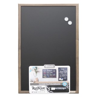 BAZIC Products® RUSTIQUE Wood Frame Magnetic Chalkboard, 20" x 30", Chalk Marker & Magnets