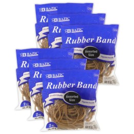 BAZIC Products® Rubber Bands, Assorted Sizes, 2oz./56.70g Per Pack, 6 Packs