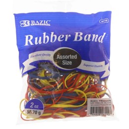 BAZIC Products® Rubber Bands, 2oz./56.70g, Assorted Sizes & Colors