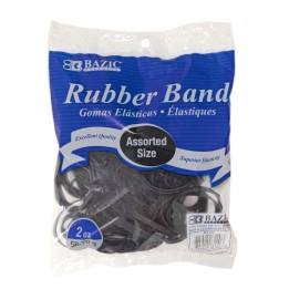 BAZIC Products® Rubber Bands, Assorted Sizes, Black, 2 oz./56.70 g