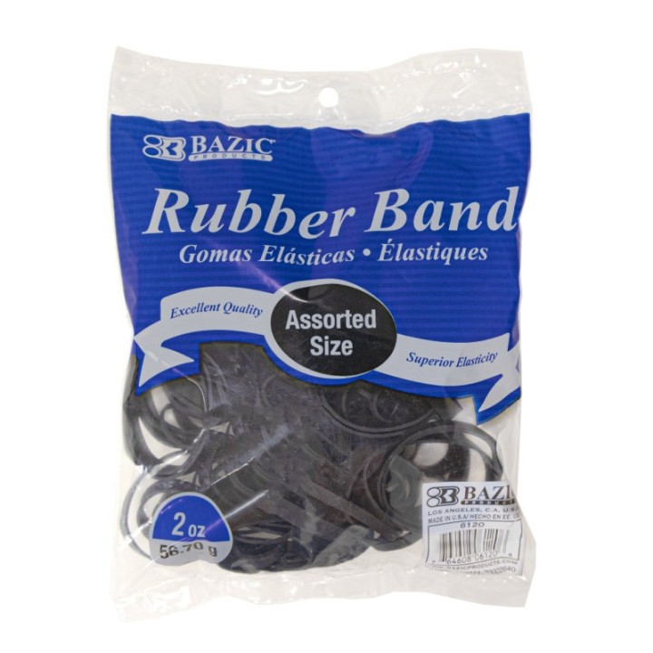 BAZIC Products® Rubber Bands, Assorted Sizes, Black, 2 oz./56.70 g