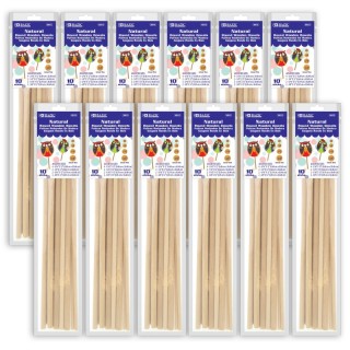 BAZIC Products® Assorted Round Natural Wooden Dowel, 10 Per Pack, 12 Packs