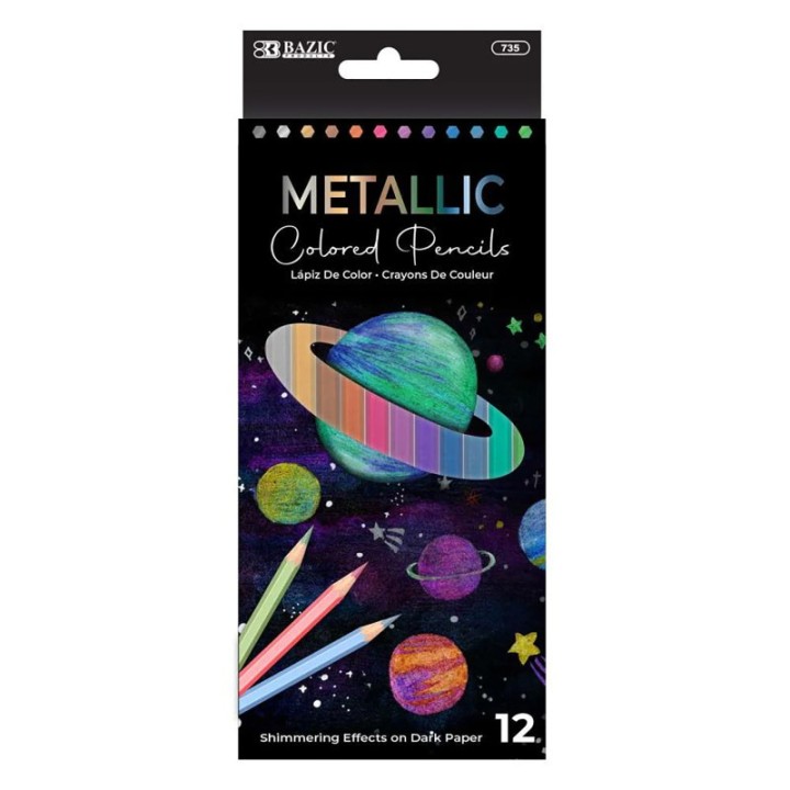 BAZIC Products® Metallic Colored Pencils, Pack of 12