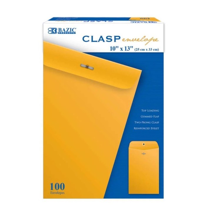 BAZIC Products® Clasp Envelope, 10" x 13", Box of 100