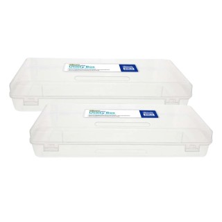 BAZIC Products® Multipurpose Ruler-Length Utility Box, Clear, Pack of 2