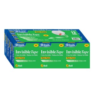 BAZIC Products® Tape Refill, Invisible Tape, 3/4" x 1000", 12 Rolls