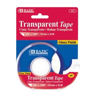 BAZIC Products® Transparent Tape with Dispenser, 3/4" x 1296"