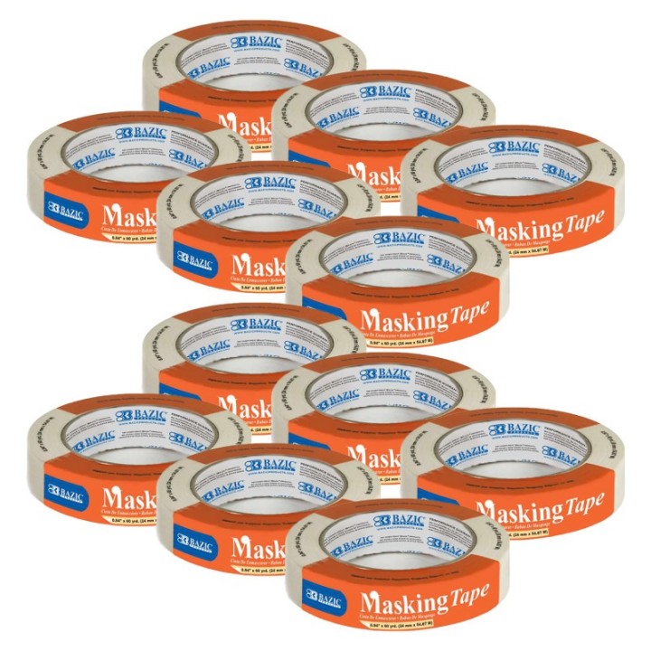 BAZIC Products® General Purpose Masking Tape, 0.94" x 2160" (60 Yards), Pack of 12