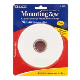 BAZIC Products® Double Sided Foam Mounting Tape, 1" x 200"