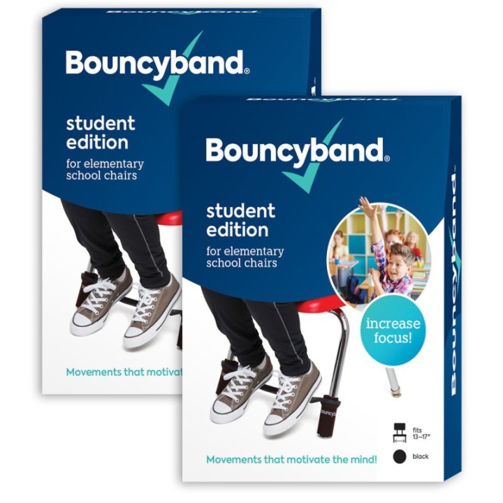 Bouncyband® Chair Band for Elementary School Chairs, Black, 2 Sets