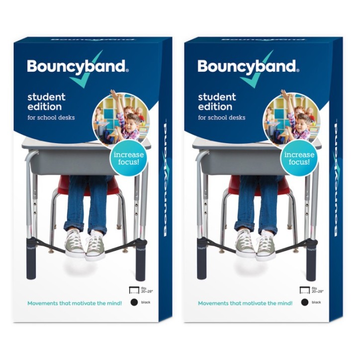 Bouncyband® Chair Band for School Desks, Black, 2 Sets
