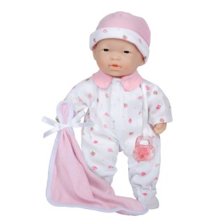 JC Toys La Baby Soft 11" Baby Doll, Pink with Blanket, Asian
