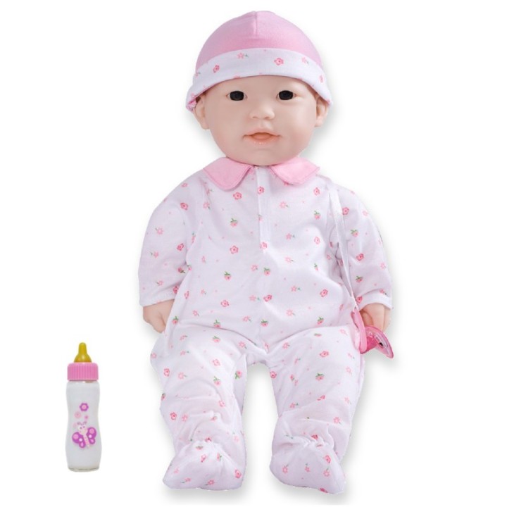 JC Toys La Baby Soft 16" Baby Doll, Pink with Pacifier, Asian