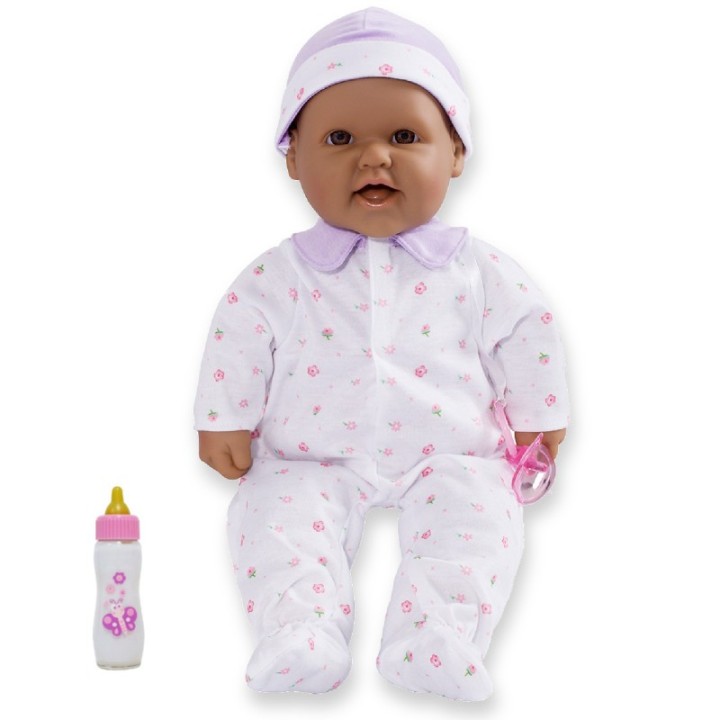 JC Toys La Baby Soft 16" Baby Doll, Purple with Pacifier, Hispanic