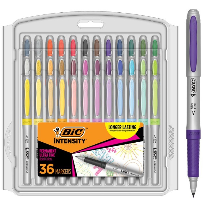 BIC® Marking™ Permanent Marker Fashion Colors, Fine Point, Pack of 36
