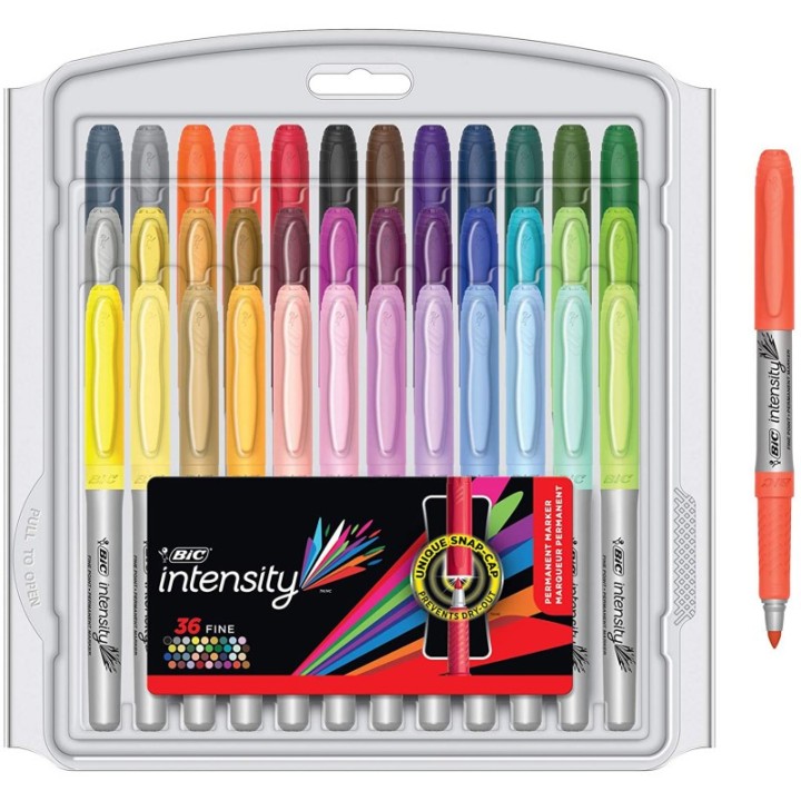 BIC® Mark-it™ Permanent Markers, Fine Point, Assorted Color, Pack of 36