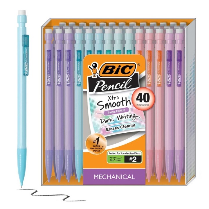 BIC® Mechanical Pencil Xtra Life, Pastel Colors, 40 Count