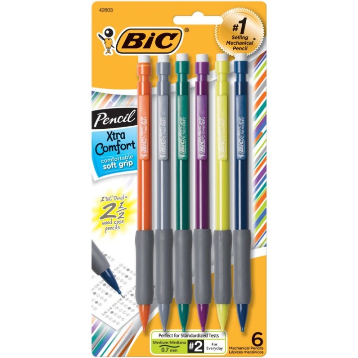 BIC® Matic Grip® Mechanical Pencils, 0.7mm, Pack of 6