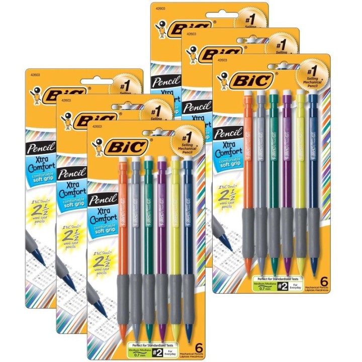 BIC® Matic Grip® Mechanical Pencils, 0.7mm, 5 Per Pack, 6 Packs