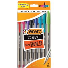BIC® Cristal Xtra Bold Fashion Bold Point (1.6mm) 8-Pack Pouch