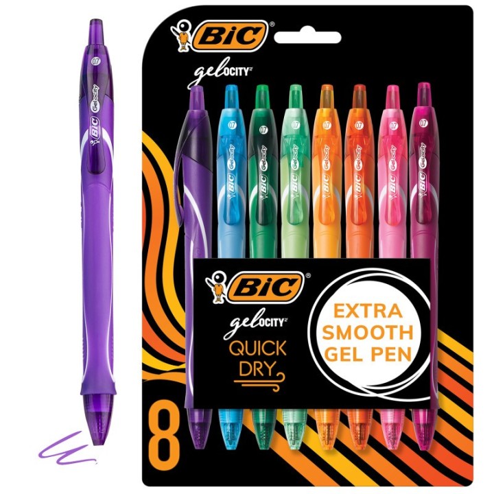 BIC® Gel-ocity® Quick Dry Fashion Medium Point (0.7mm) 8-Pack Blister