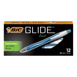 BIC® Glide™ Exact Retractable Ball Point Pen, Fine Point (0.7 mm), Blue, 12-Count