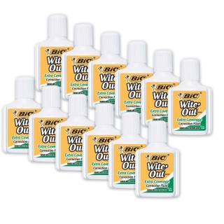 BIC® Wite Out® Correction Fluid, Extra Coverage, Pack of 12