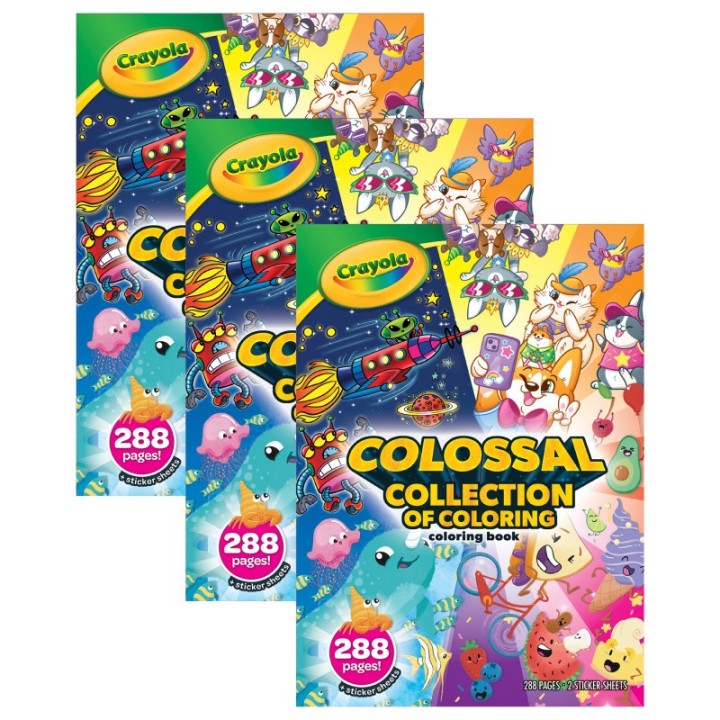Crayola® Colossal Collection of Coloring, 288 Coloring Book Pages with 2 Sticker Sheets, Pack of 3