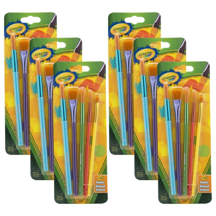 Crayola® Arts & Crafts Brushes, 5 Per Set, 6 Sets