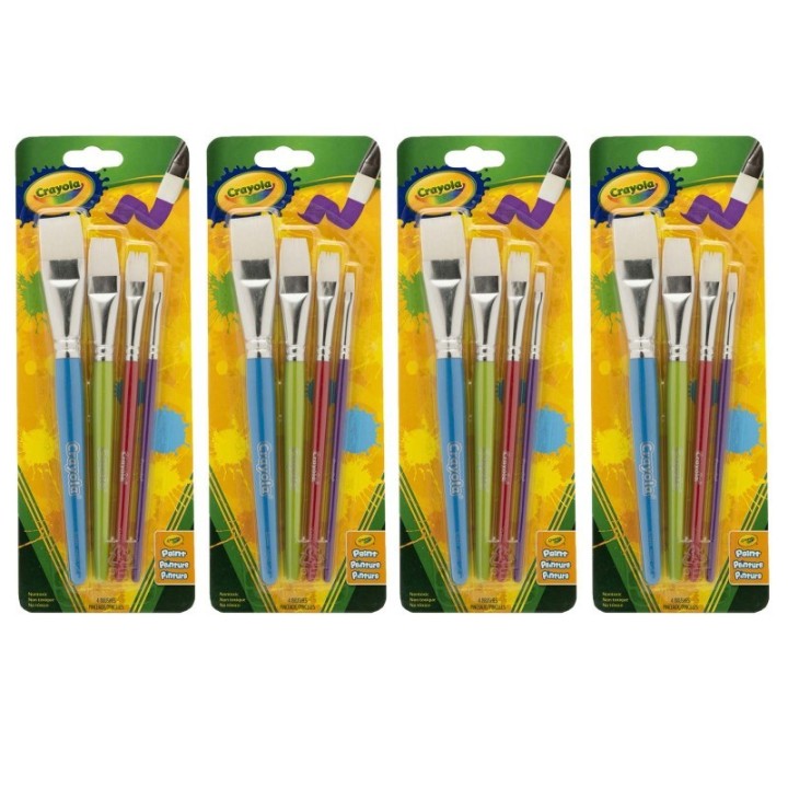 Crayola® Big Paintbrush Set, Flat, 4 Per Pack, 4 Packs