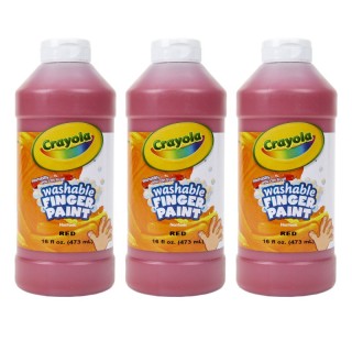 Crayola® Washable Finger Paint, Red, 16 oz, Pack of 3