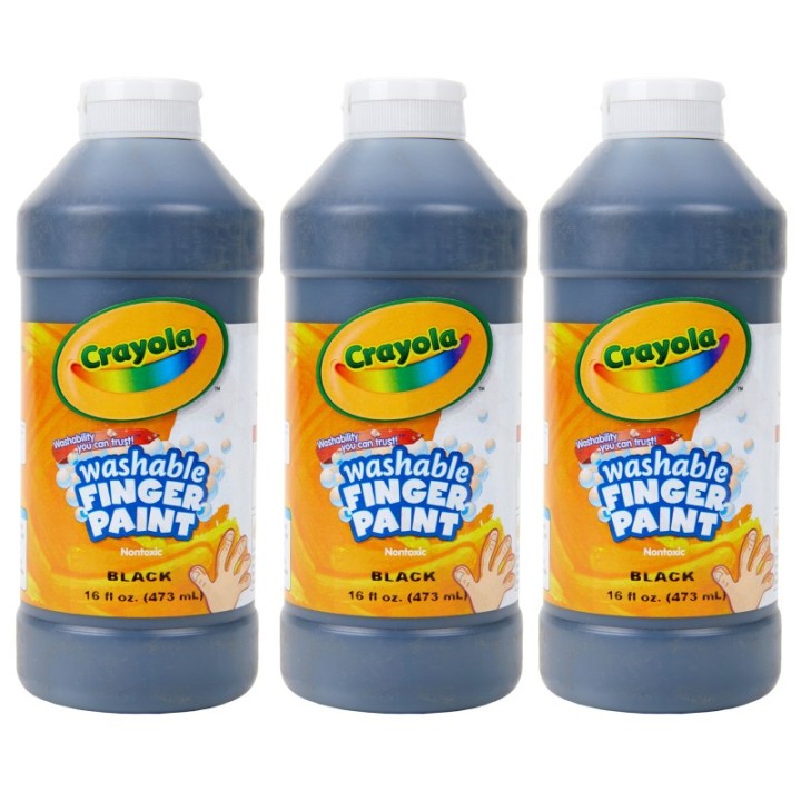 Crayola® Washable Finger Paint, Black, 16 oz, Pack of 3