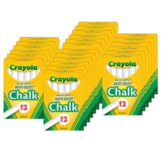 Crayola® Anti-Dust® Chalkboard Chalk, White, 12 Sticks Per Box, 24 Boxes