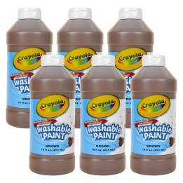Crayola® Washable Paint, Brown, 16 oz. Bottles, Pack of 6