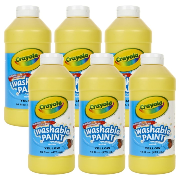 Crayola® Washable Paint, Yellow, 16 oz. Bottles, Pack of 6