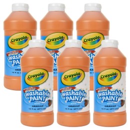 Crayola® Washable Paint, Orange, 16 oz. Bottles, Pack of 6