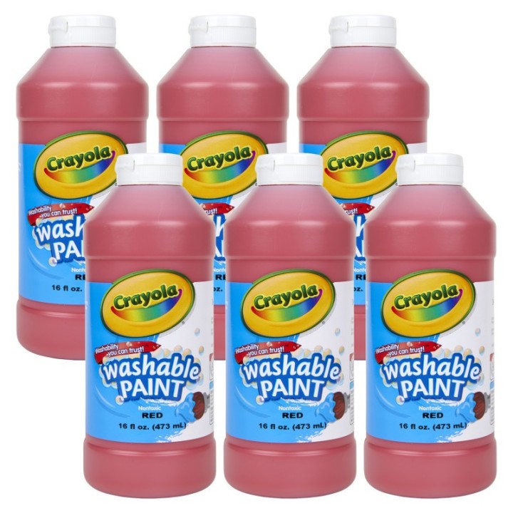 Crayola® Washable Paint, Red, 16 oz. Bottles, Pack of 6