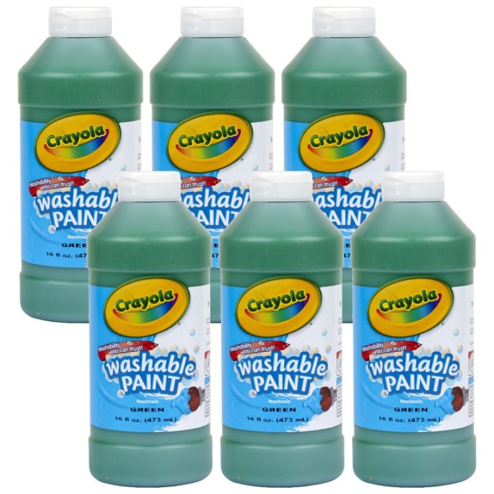 Crayola® Washable Paint, Green, 16 oz. Bottles, Pack of 6