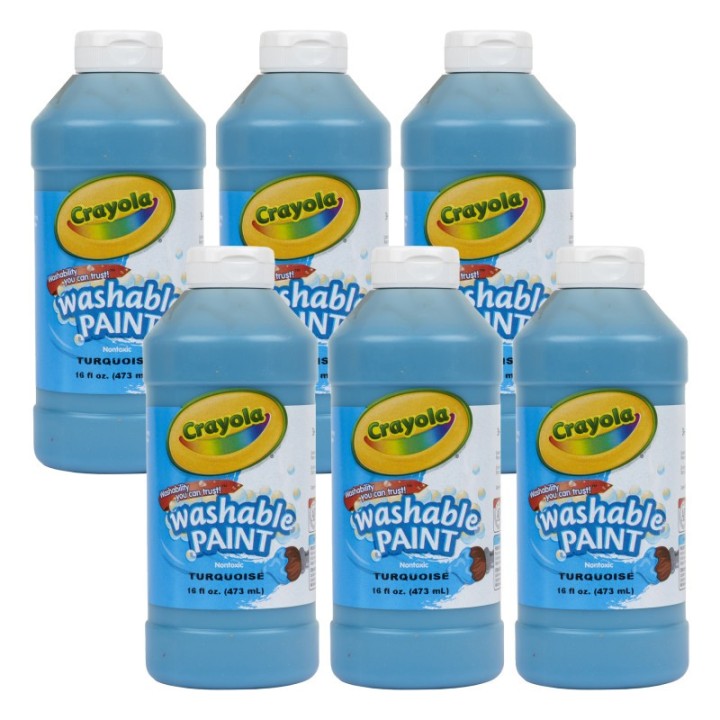 Crayola® Washable Paint, Turquoise, 16 oz., Pack of 6