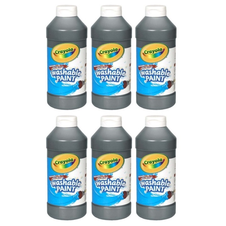 Crayola® Washable Paint, Black, 16 oz. Bottles, Pack of 6