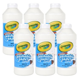 Crayola® Washable Paint, White, 16 oz. Bottles, Pack of 6