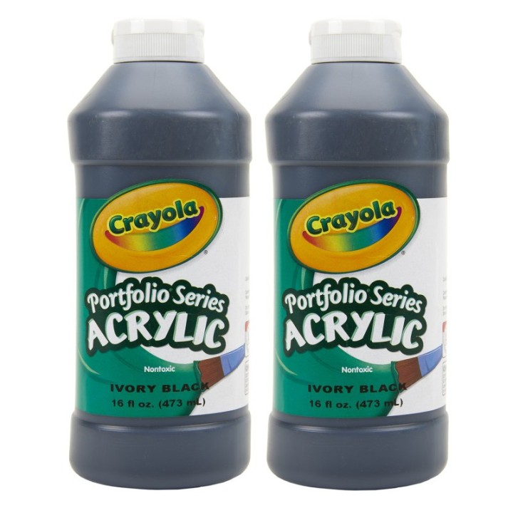 Crayola® Portfolio Series Acrylic Paint, 16 oz., Ivory Black, Pack of 2