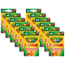 Crayola® Crayons, Regular Size, 24 Colors Per Box, 12 Boxes