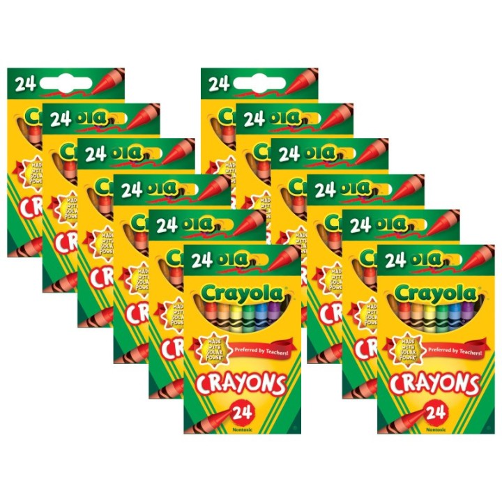 Crayola® Crayons, Regular Size, 24 Colors Per Box, 12 Boxes