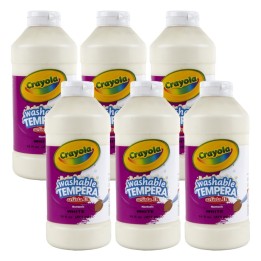Crayola® Artista II® Washable Liquid Tempera Paint, White, 16 oz. Bottles, Pack of 6