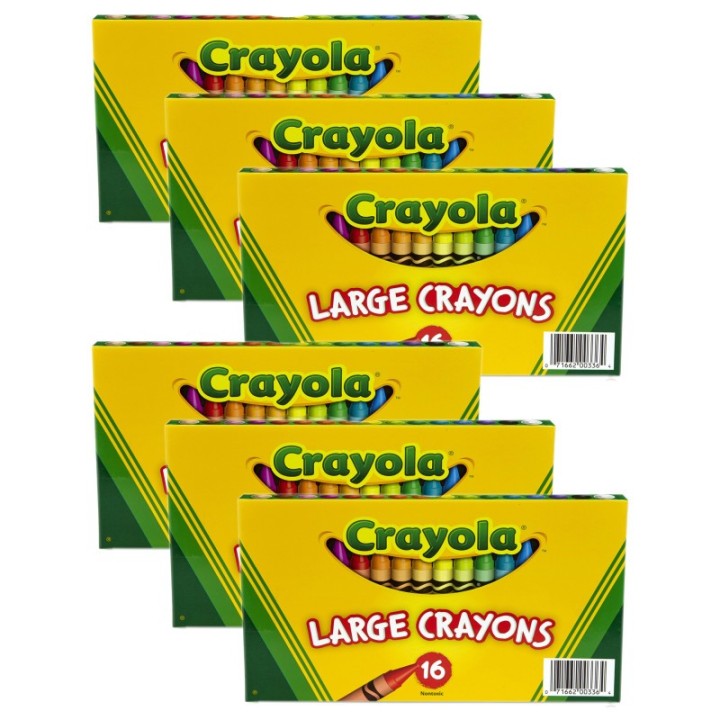 Crayola® Large Crayons, Classic Colors, 16 Per Pack, 6 Packs