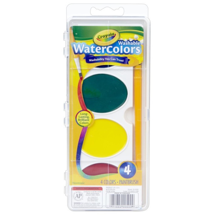Crayola® Jumbo Washable Watercolor Set, 4 Colors