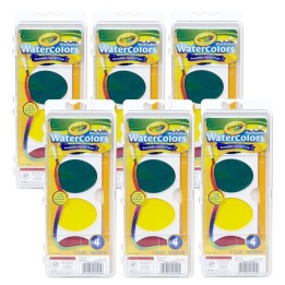 Crayola® Jumbo Washable Watercolor Set, 4 colors, Pack of 6